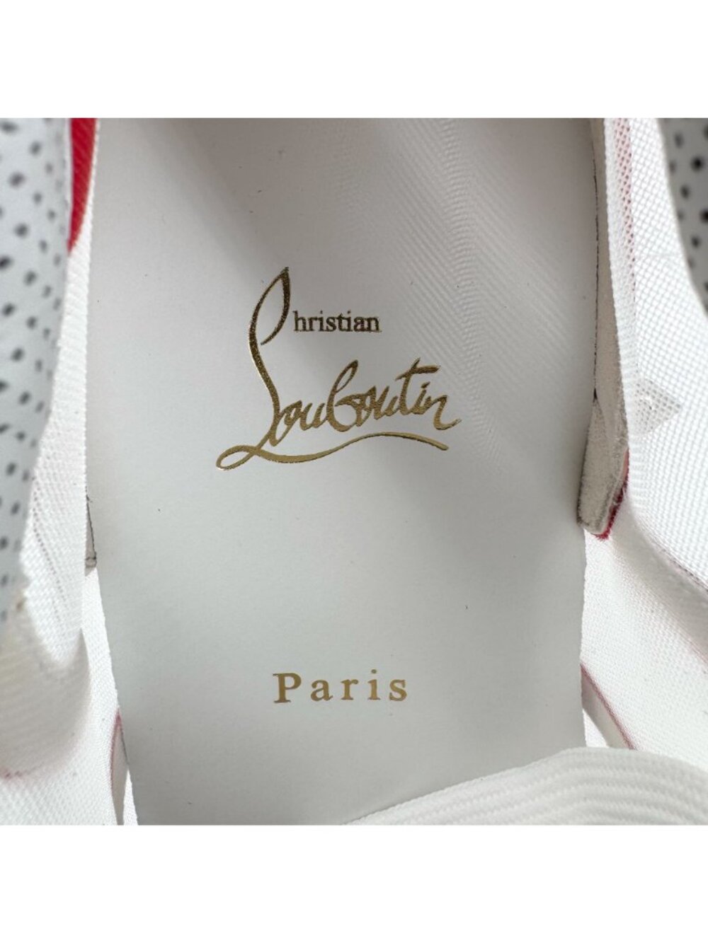 Christian Louboutin Sharkina White Mesh Red Sneakers Size 38 US 8 Women's 6968 - Picture 13 of 15